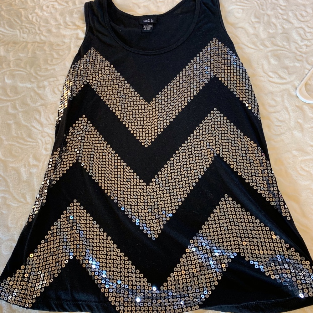 Sequined black tank top